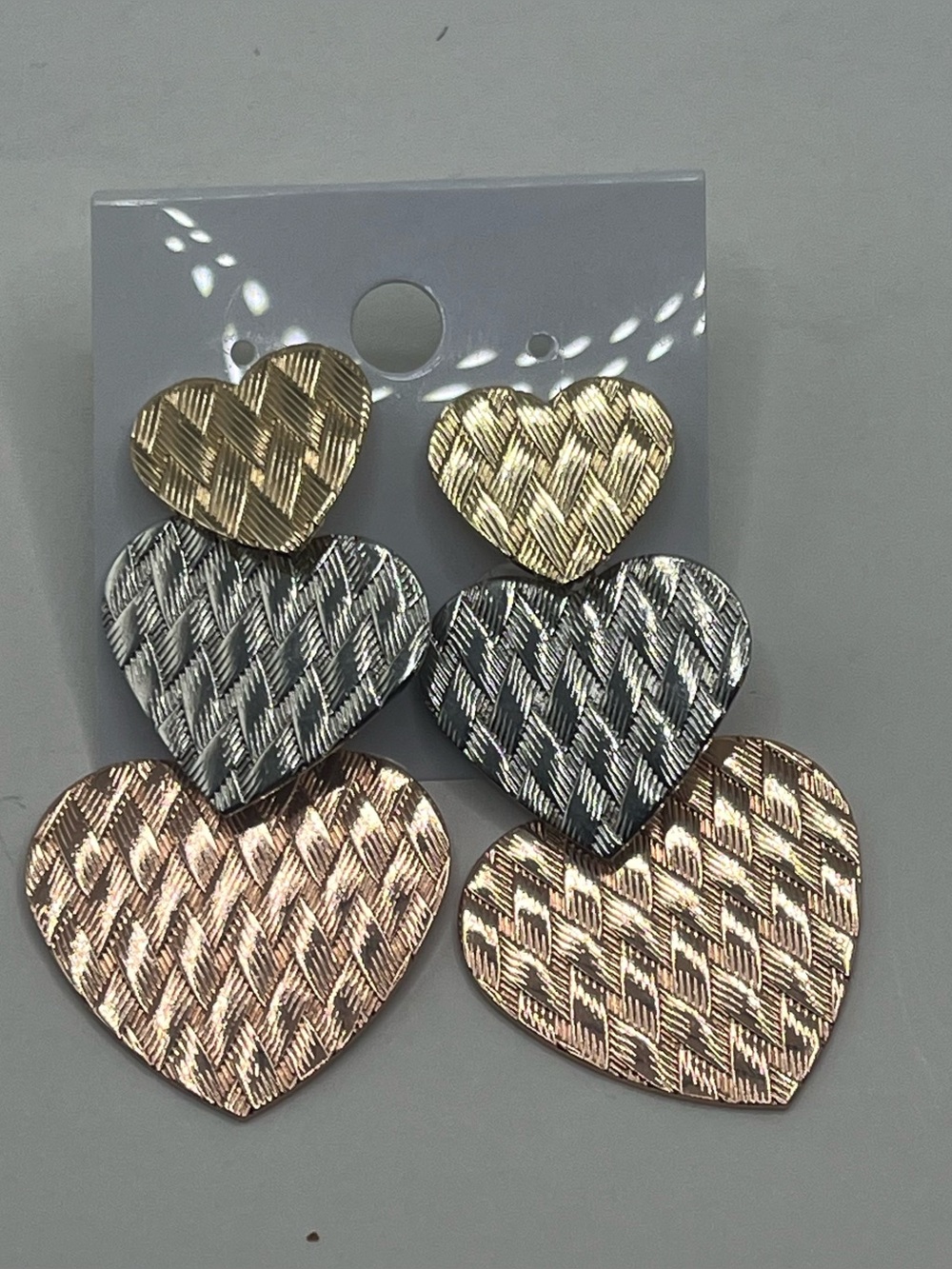 Gold filled Triple Heart Drop Earrings - Gold, Silver & Rose Gold